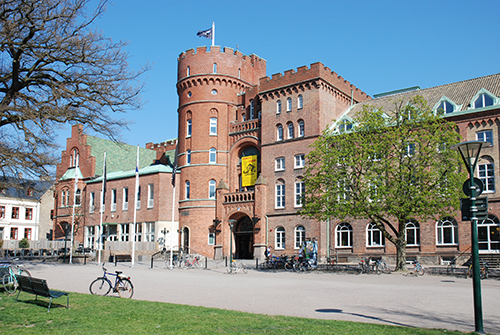 AF-Borgen i Lund, en tegelbyggnad med torn